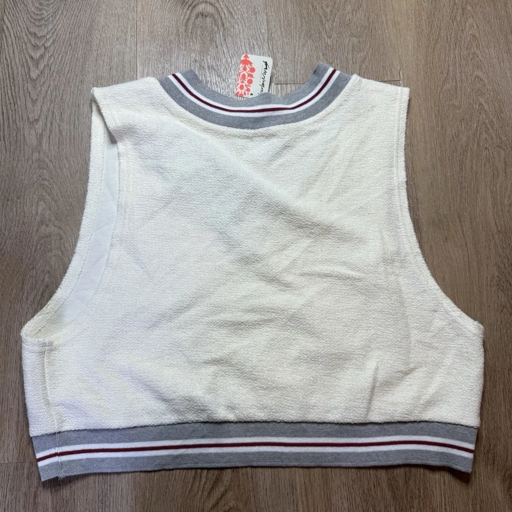 Free People FP Movement Match Point Set Ivory Varsity stripe XL top skort short